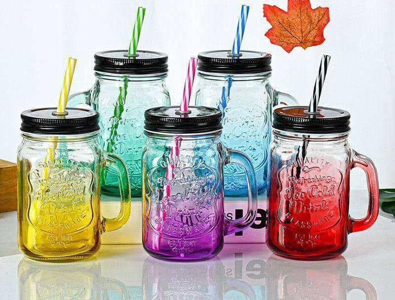  Glass Mason Jar Cups With Handles,
